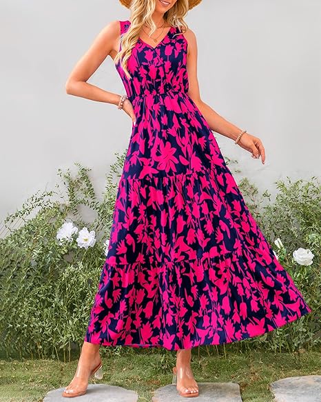 sachin and babi light blue dress Women Summer Dresses Casual Sleeveless Maxi Dresses Cute Floral Long Dress  Wedding Guest Dress
