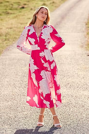 best fabric for flowy dress Bohemian Maxi Dress – “Terracotta Breeze” Flowy Summer Dress in Pink and  Mint main image 0